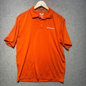 Whataburger Mens Orange Striped Short Sleeve Polo Shirt Medium Logo Texas
